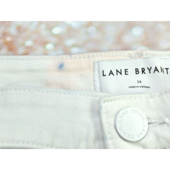 Lane Bryant Size 26 Womens Plus Tie Dye Boyfriend Midi Denim Shorts Blue White - Picture 3 of 8